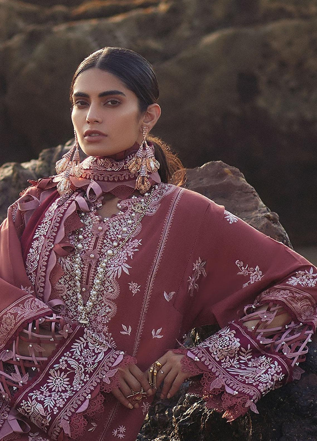 Elan Embroidered Khaddar Suits Unstitched 3 Piece EL23UW EW23-07 Arsia - Winter Collection