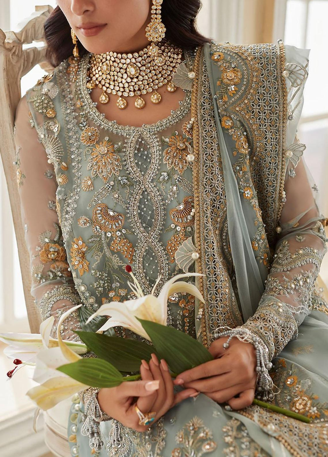 Elan Embroidered Organza Suits Unstitched 4 Piece EL23WF EC23-01 Esme - Luxury Wedding Collection