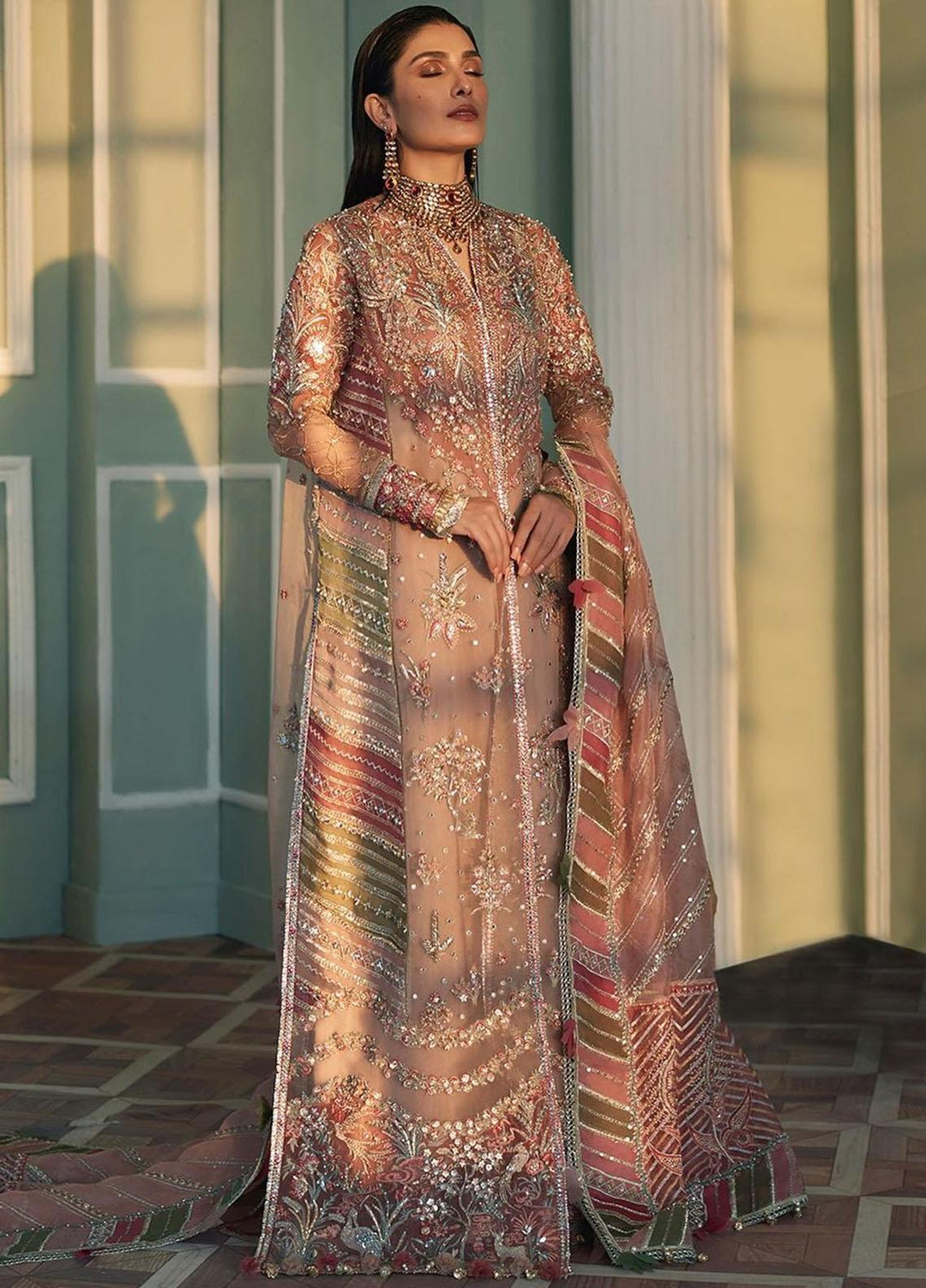 Elan Embroidered Organza Suits Unstitched 4 Piece EL23WF EC23-06 Mehr - Luxury Wedding Collection