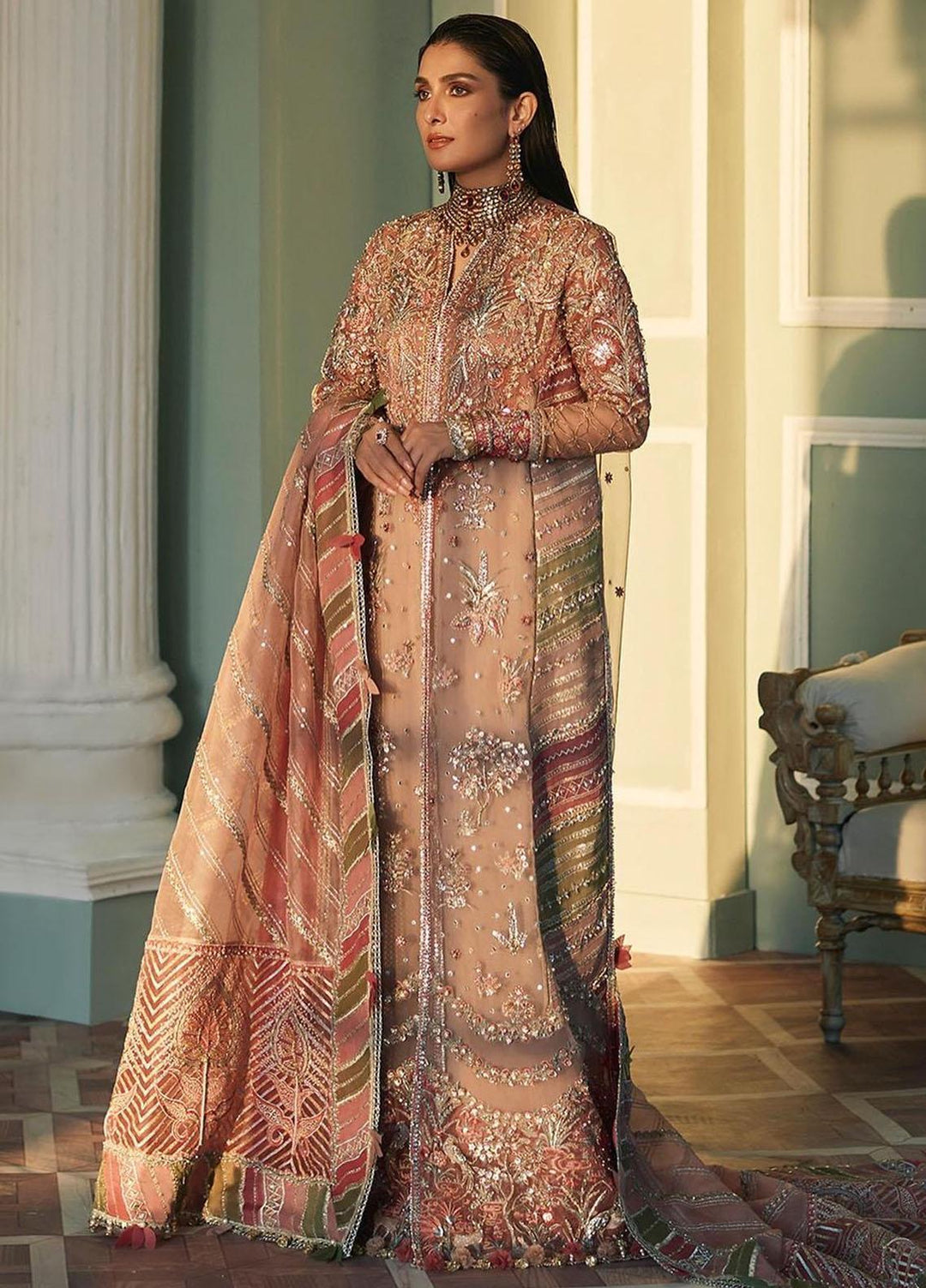 Elan Embroidered Organza Suits Unstitched 4 Piece EL23WF EC23-06 Mehr - Luxury Wedding Collection