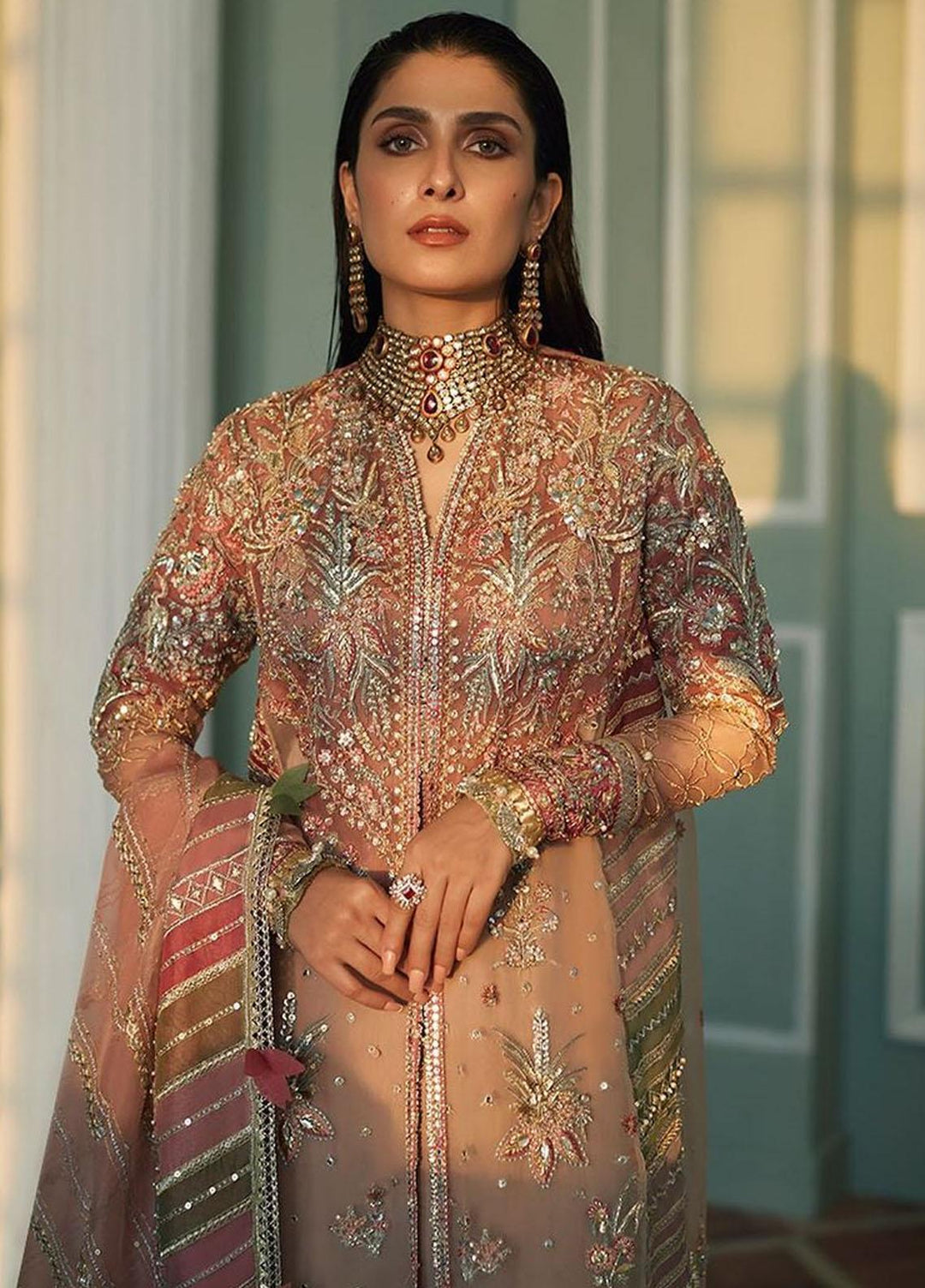 Elan Embroidered Organza Suits Unstitched 4 Piece EL23WF EC23-06 Mehr - Luxury Wedding Collection