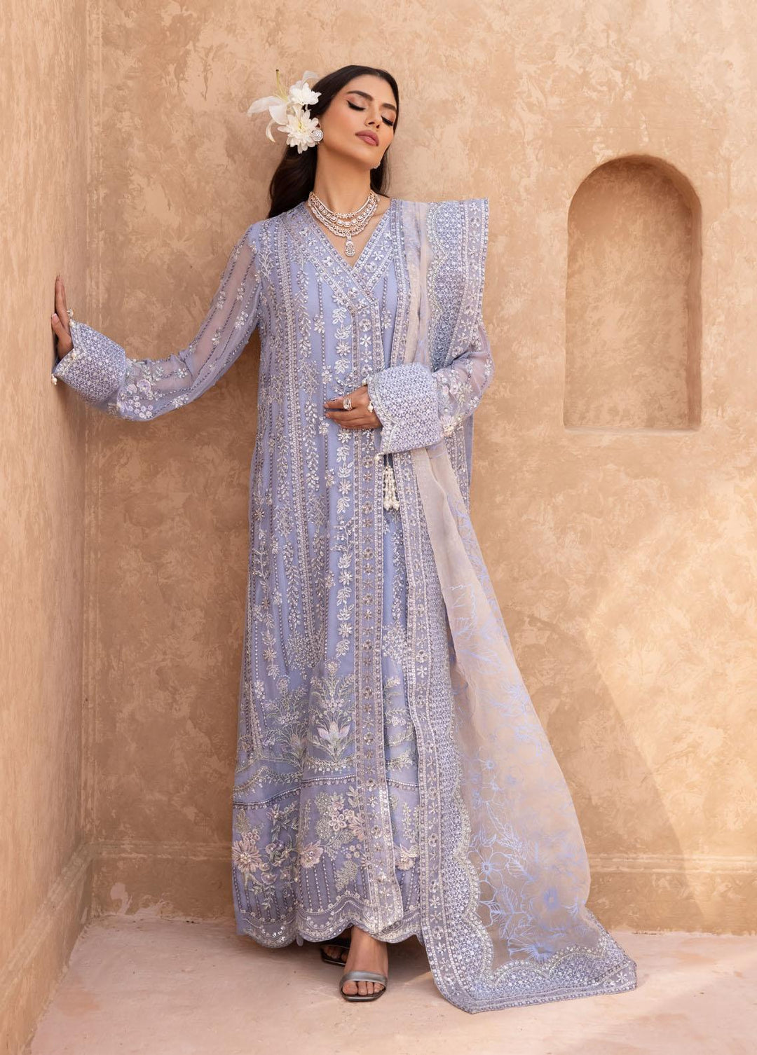 Elanora By Nureh Embroidered Chiffon Suits Unstitched 3 Piece NU23E NEL-20 - Luxury Collection