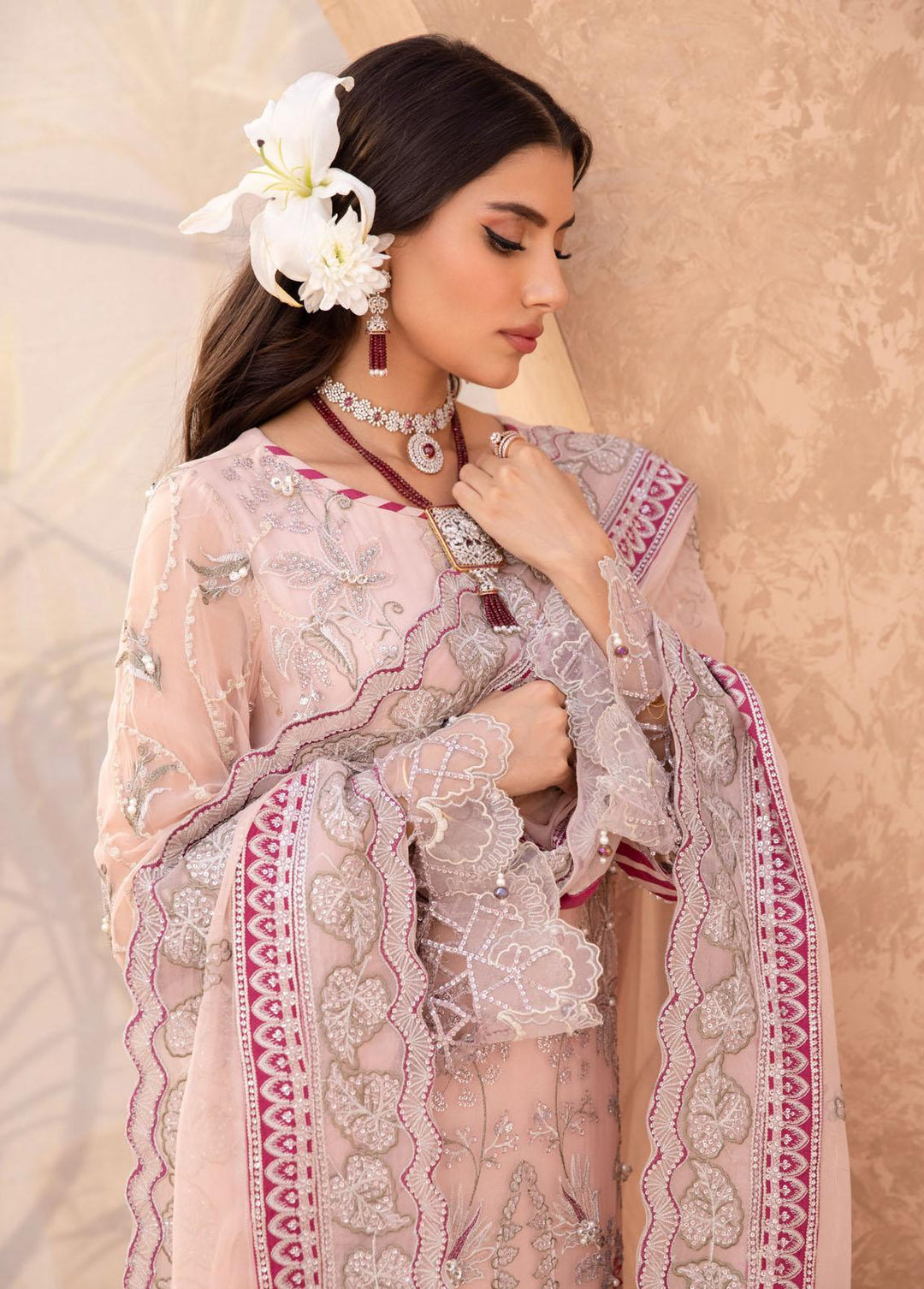Elanora By Nureh Embroidered Chiffon Suits Unstitched 3 Piece NU23E NEL-21 - Luxury Collection