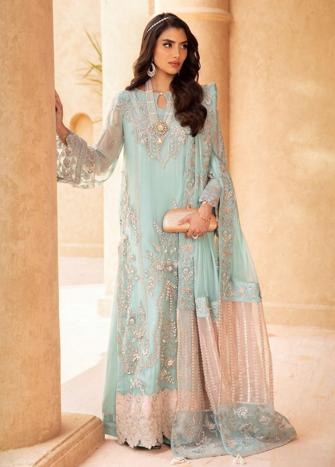 Elanora By Nureh Embroidered Chiffon Suits Unstitched 3 Piece NU23E NEL-24 - Luxury Collection