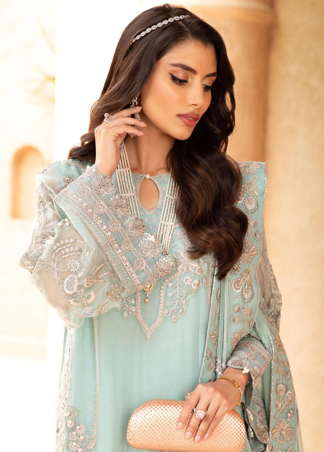 Elanora By Nureh Embroidered Chiffon Suits Unstitched 3 Piece NU23E NEL-24 - Luxury Collection