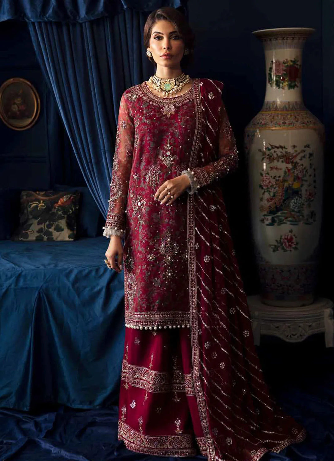Elanora by Nureh Embroidered Organza Suit Unstitched 4 Piece NU24E NEL-49 - Summer Collection