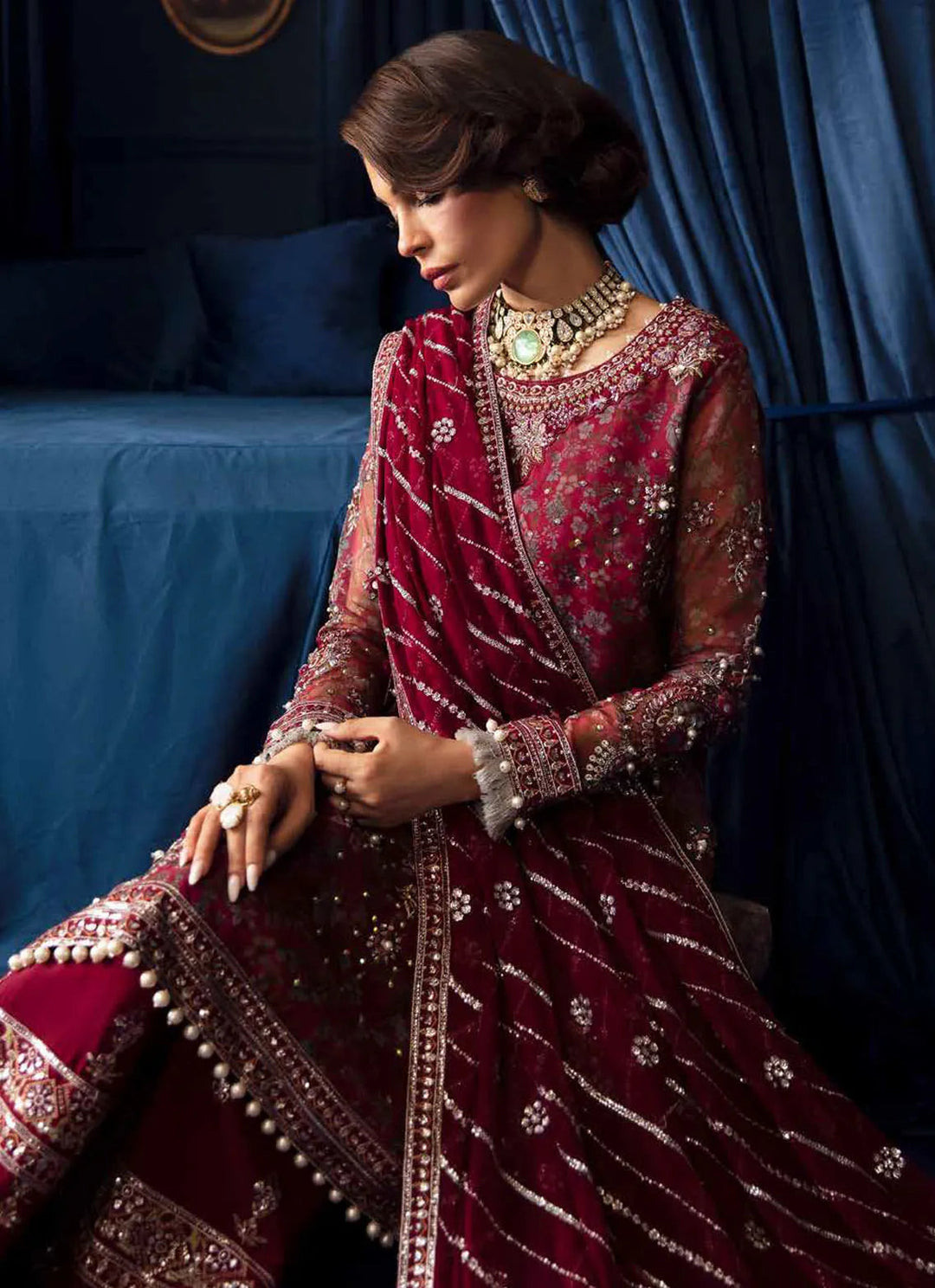 Elanora by Nureh Embroidered Organza Suit Unstitched 4 Piece NU24E NEL-49 - Summer Collection