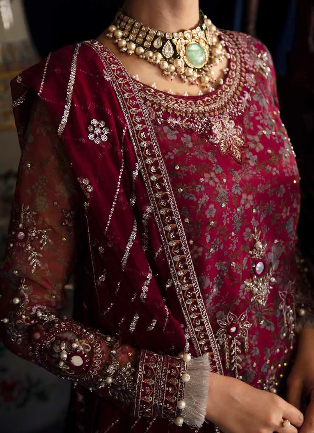 Elanora by Nureh Embroidered Organza Suit Unstitched 4 Piece NU24E NEL-49 - Summer Collection