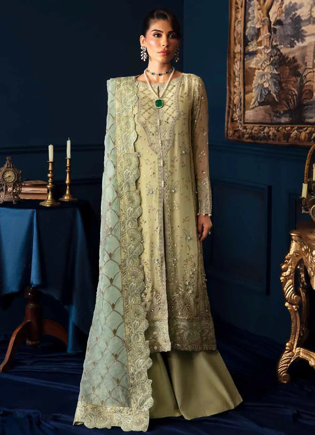 Elanora by Nureh Embroidered Chiffon Suit Unstitched 4 Piece NU24E NEL-50 - Summer Collection