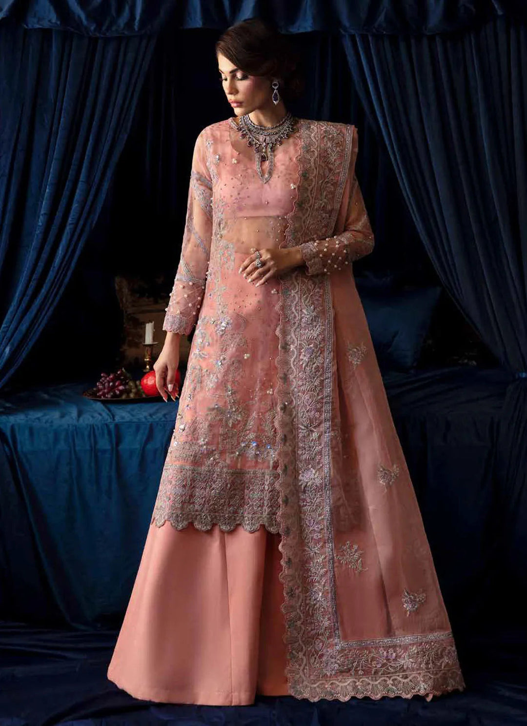 Elanora by Nureh Embroidered Organza Suit Unstitched 4 Piece NU24E NEL-51 - Summer Collection