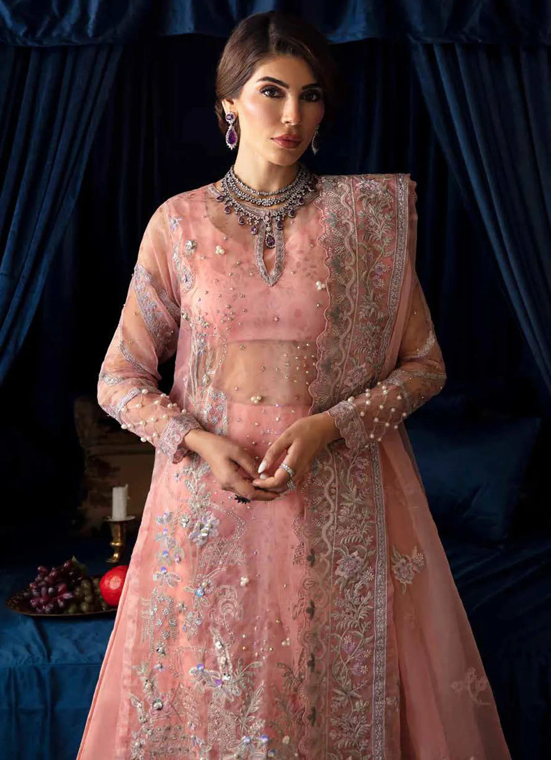 Elanora by Nureh Embroidered Organza Suit Unstitched 4 Piece NU24E NEL-51 - Summer Collection