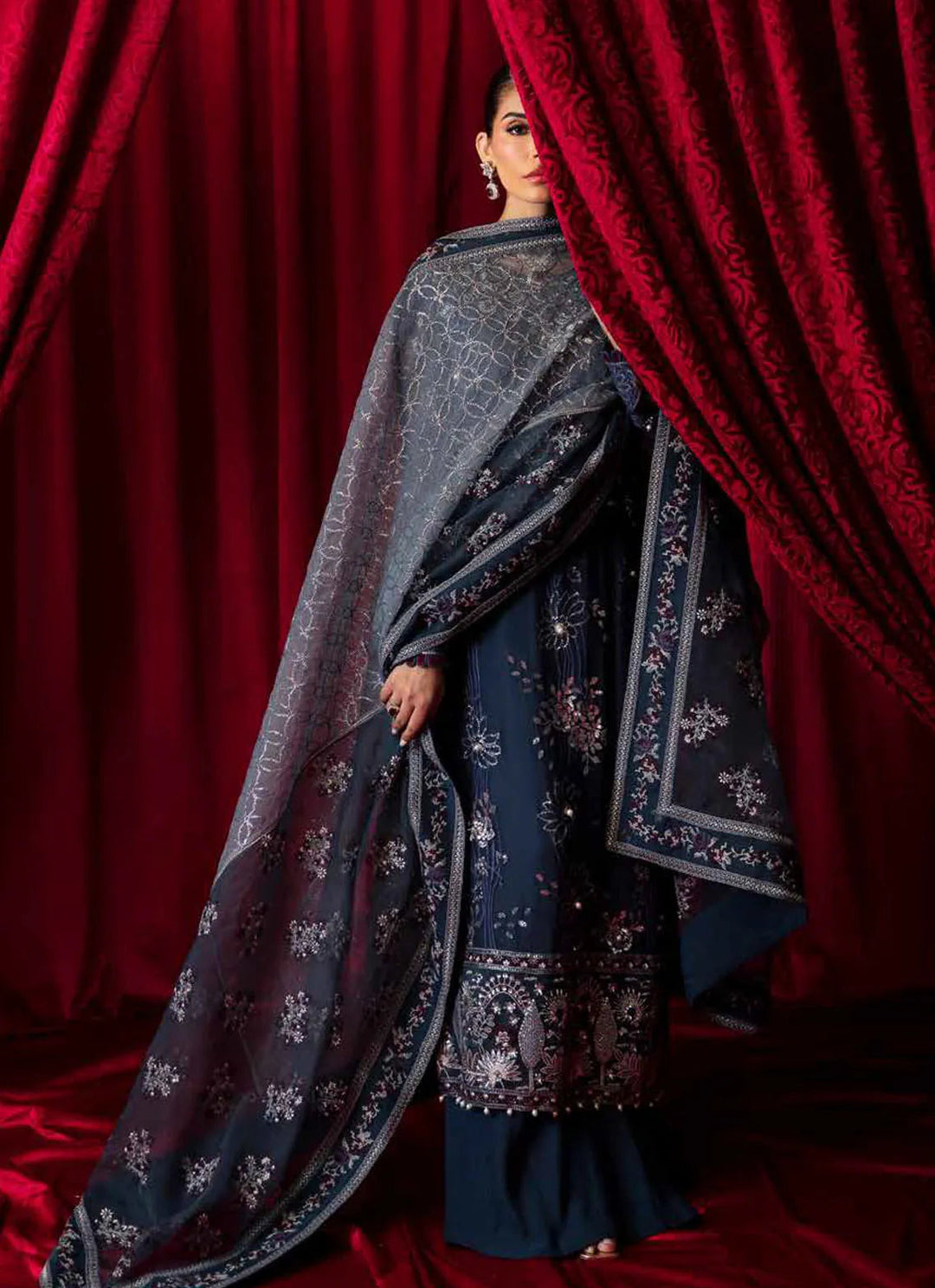 Elanora by Nureh Embroidered Chiffon Suit Unstitched 4 Piece NU24E NEL-52 - Summer Collection