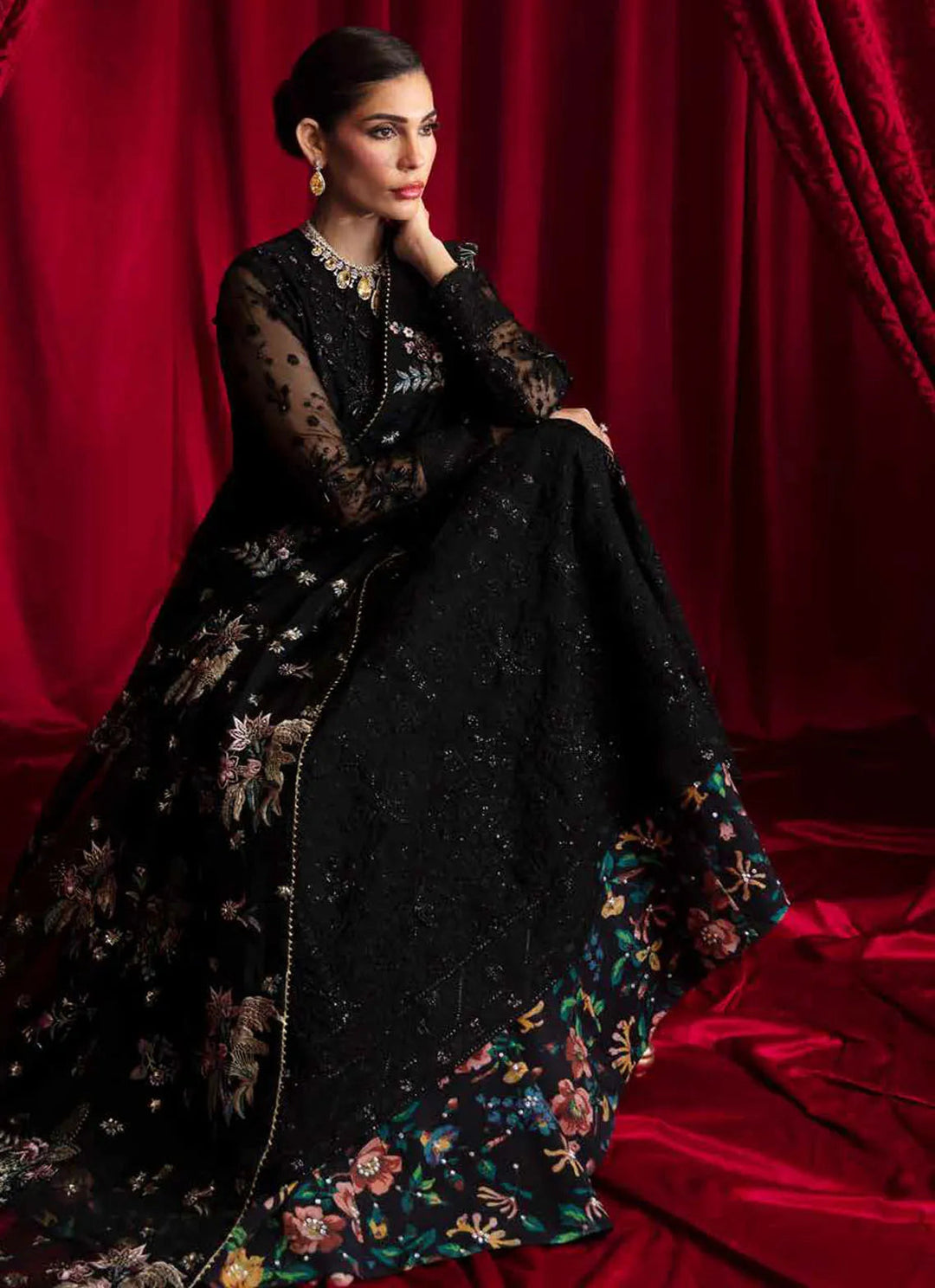 Elanora by Nureh Embroidered Organza Suit Unstitched 4 Piece NU24E NEL-53 - Summer Collection