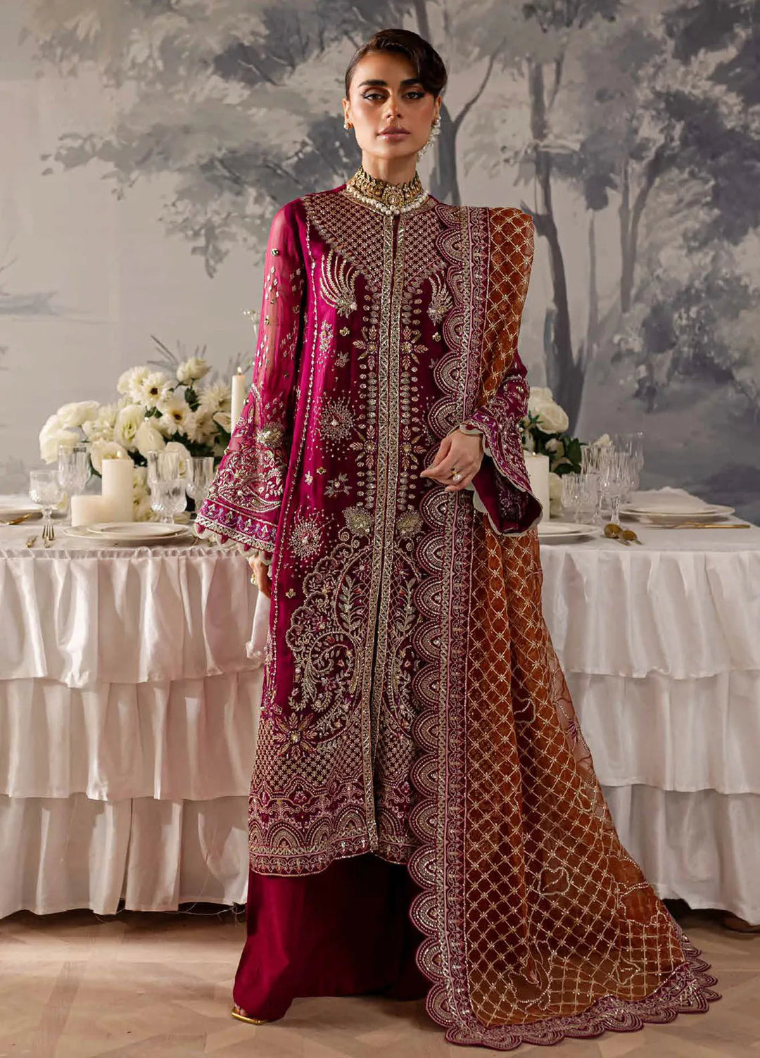 Elanora By Nureh Embroidered Chiffon Suit Unstitched 4 Piece NU24EC NEL-54 - Formal Collection