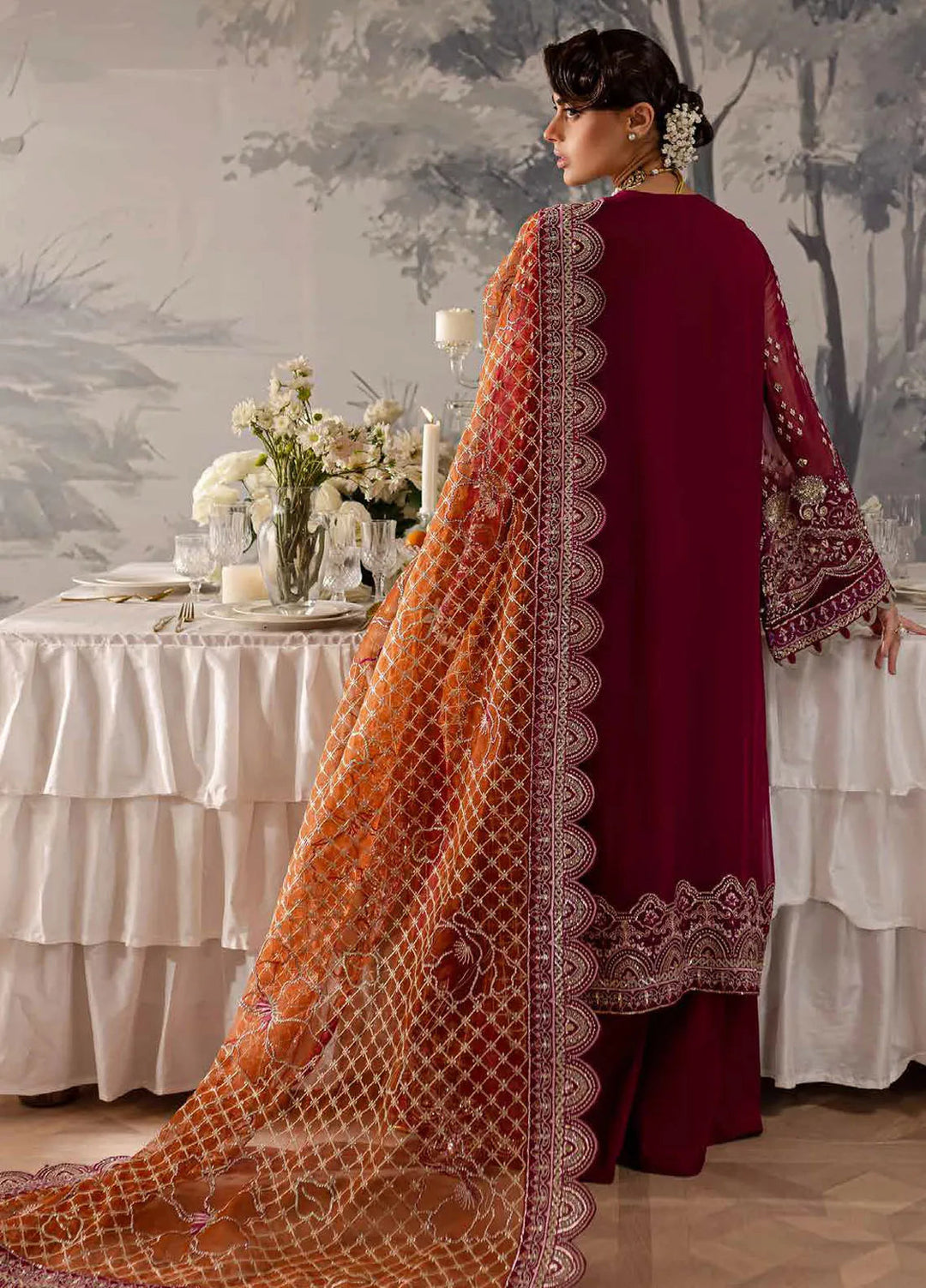 Elanora By Nureh Embroidered Chiffon Suit Unstitched 4 Piece NU24EC NEL-54 - Formal Collection