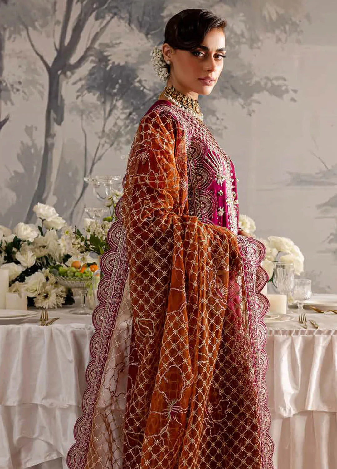 Elanora By Nureh Embroidered Chiffon Suit Unstitched 4 Piece NU24EC NEL-54 - Formal Collection