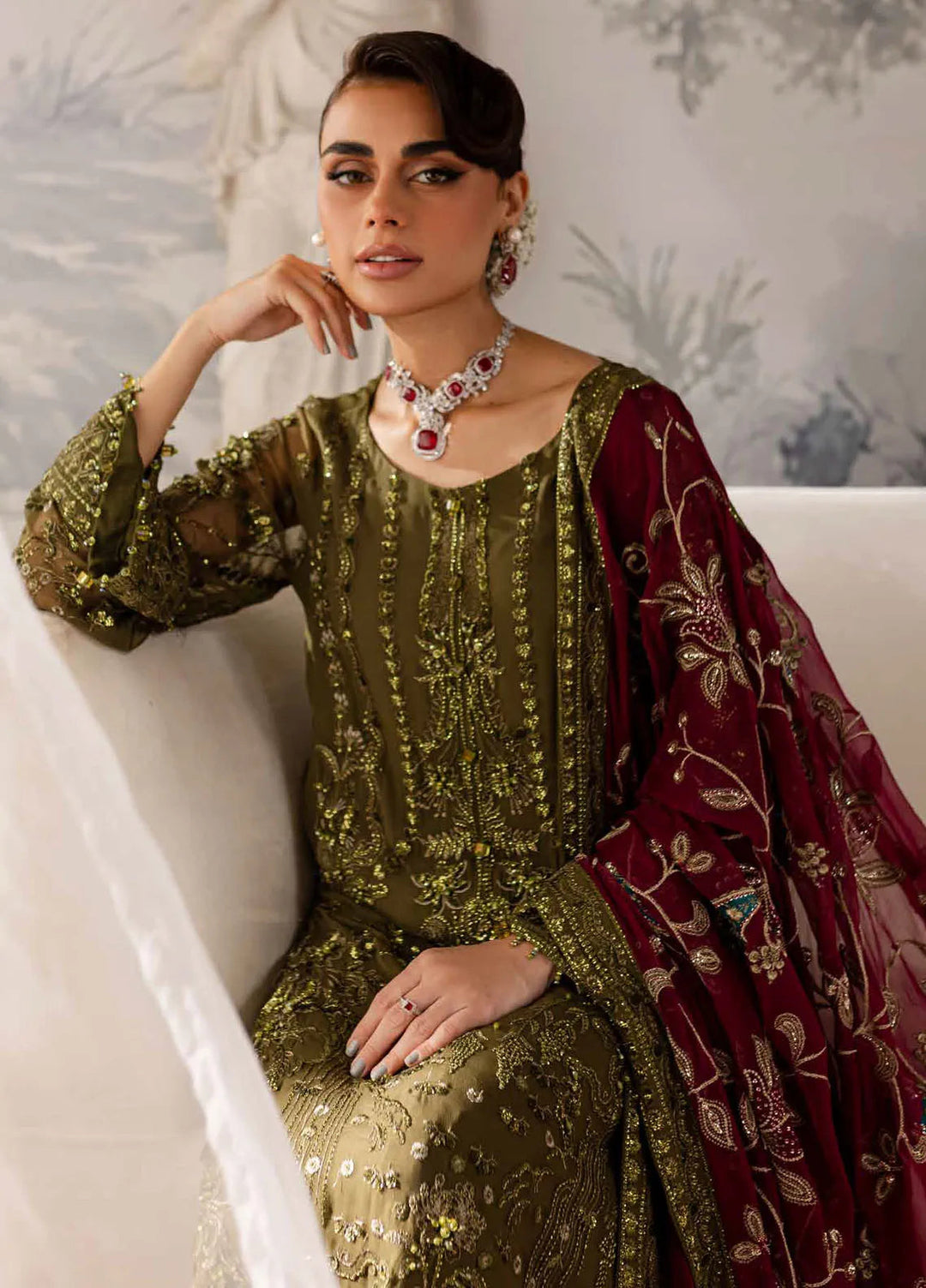Elanora By Nureh Embroidered Chiffon Suit Unstitched 4 Piece NU24EC NEL-56 - Formal Collection