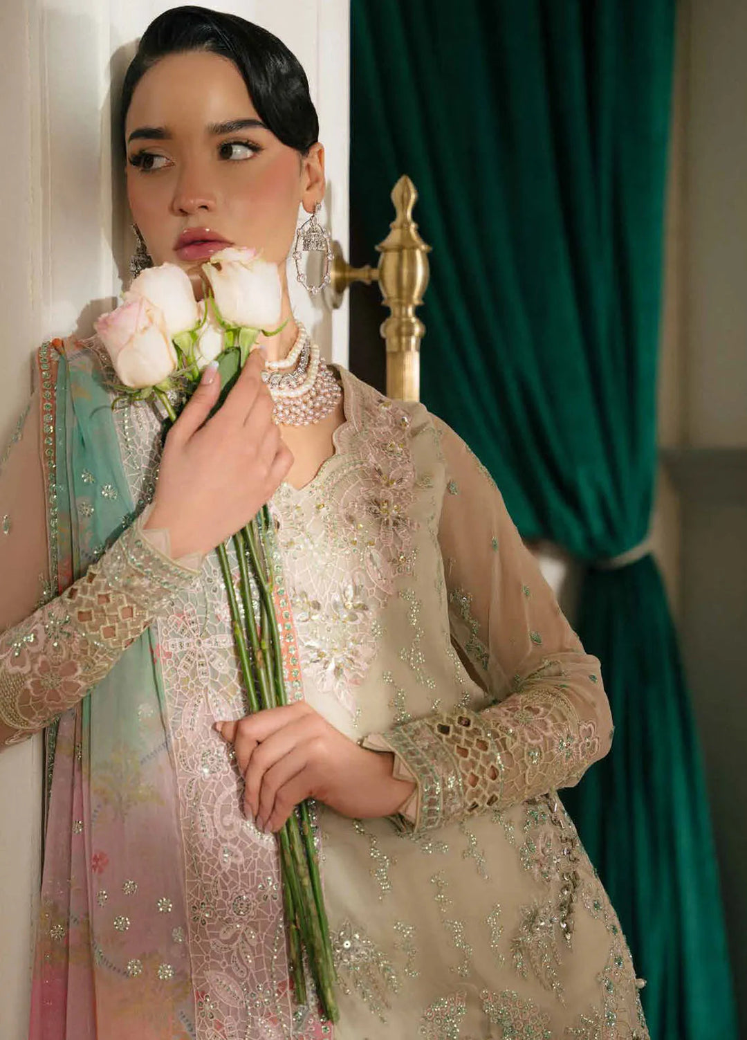 Elanora by Nureh Embroidered Chiffon Suit Unstitched 4 Piece NU24NLC NEL-63 - Luxury Collection