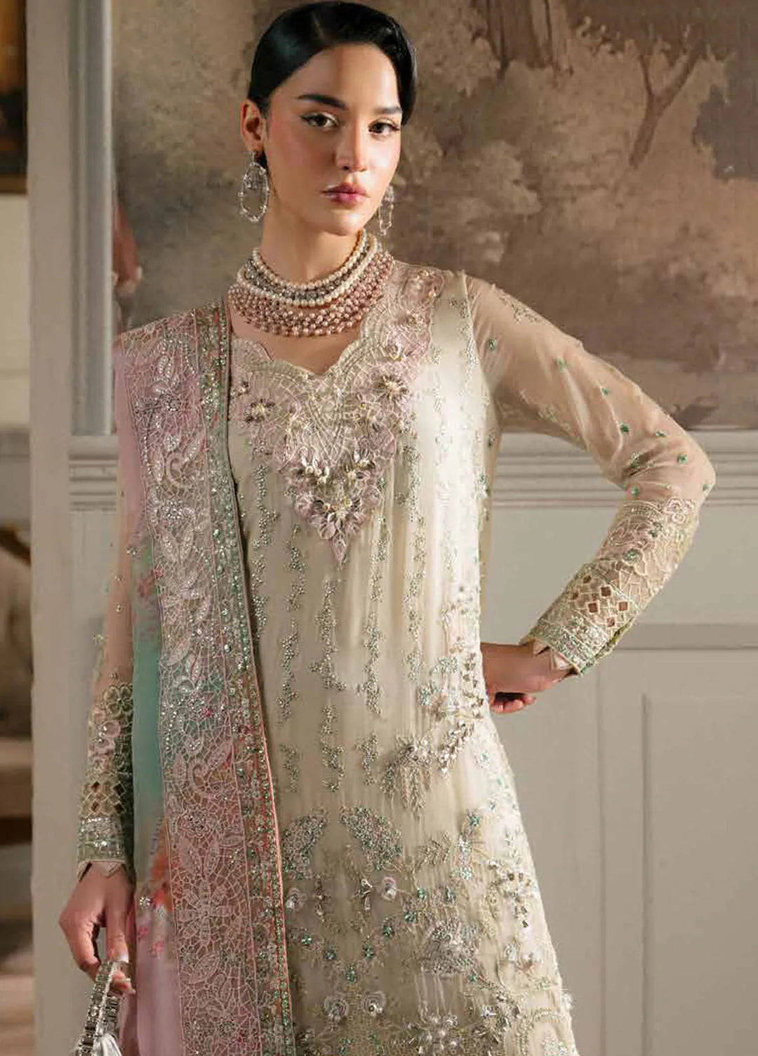 Elanora by Nureh Embroidered Chiffon Suit Unstitched 4 Piece NU24NLC NEL-63 - Luxury Collection