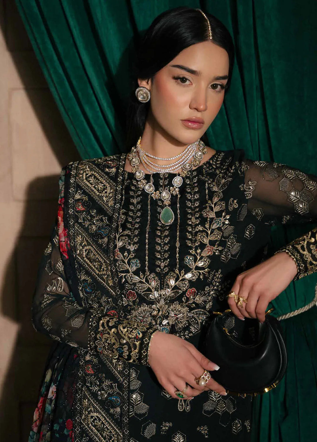 Elanora by Nureh Embroidered Chiffon Suit Unstitched 4 Piece NU24NLC NEL-64 - Luxury Collection