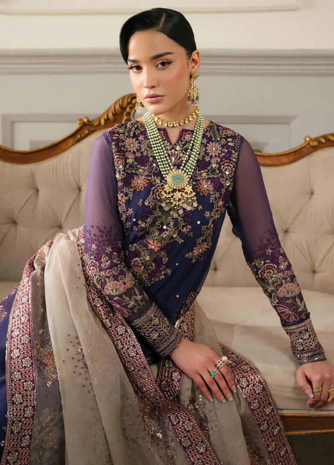 Elanora by Nureh Embroidered Chiffon Suit Unstitched 4 Piece NU24NLC NEL-65 - Luxury Collection