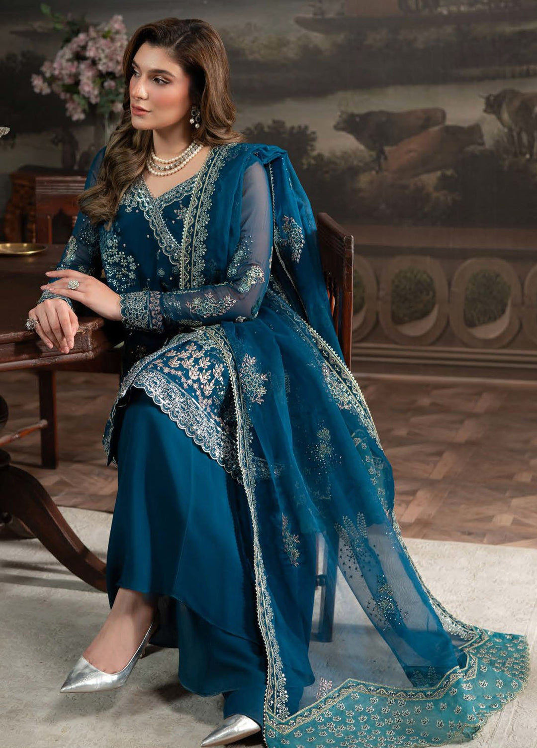 Elanora by Nureh Embroidered Chiffon Suits Unstitched 3 Piece NU25ELC NEL-67 - Luxury Collection
