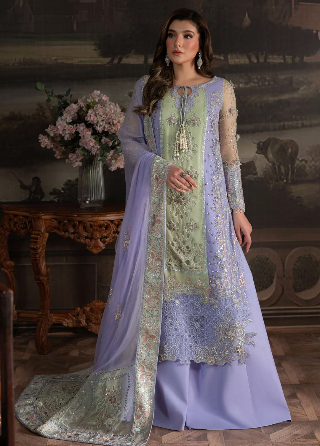 Elanora by Nureh Embroidered Chiffon Suits Unstitched 3 Piece NU25ELC NEL-70 - Luxury Collection