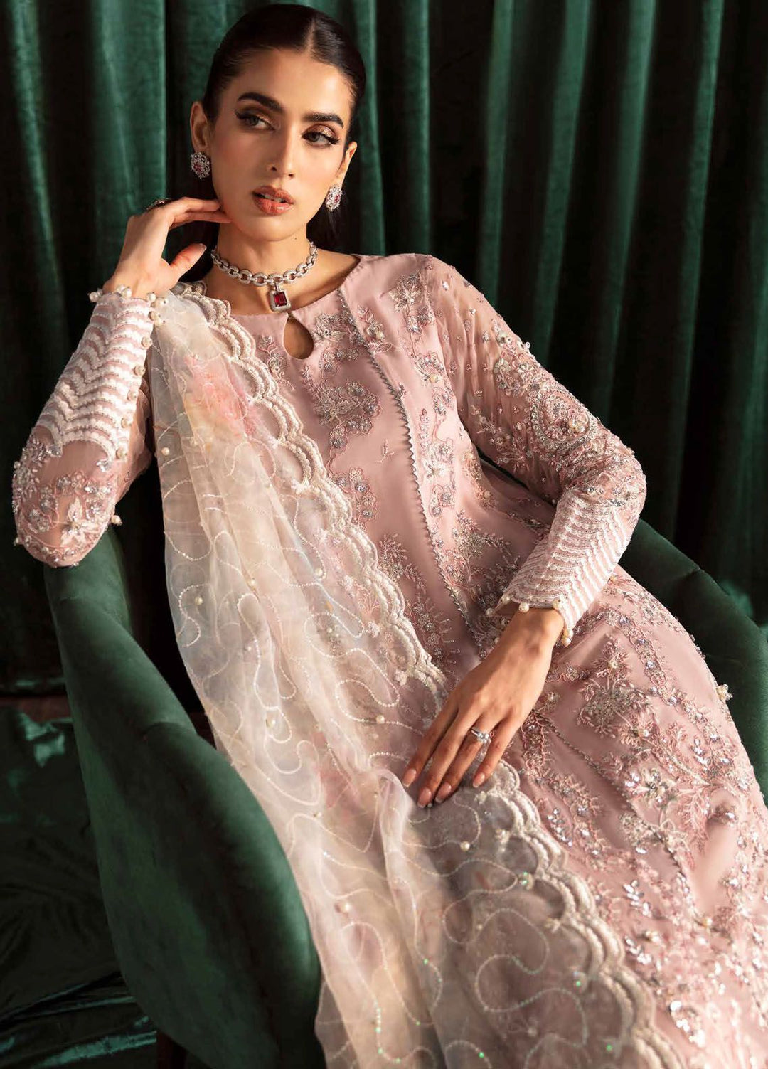 Elanora by Nureh Embroidered Chiffon Suits Unstitched 4 Piece NU24EL NEL-44 - Formals Collection