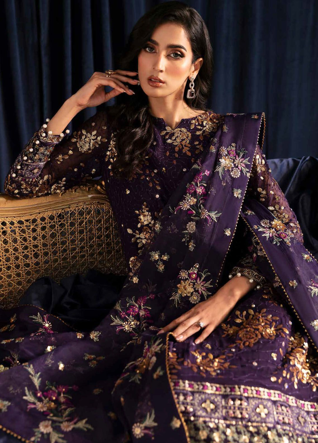 Elanora by Nureh Embroidered Chiffon Suits Unstitched 4 Piece NU24EL NEL-45 - Formals Collection