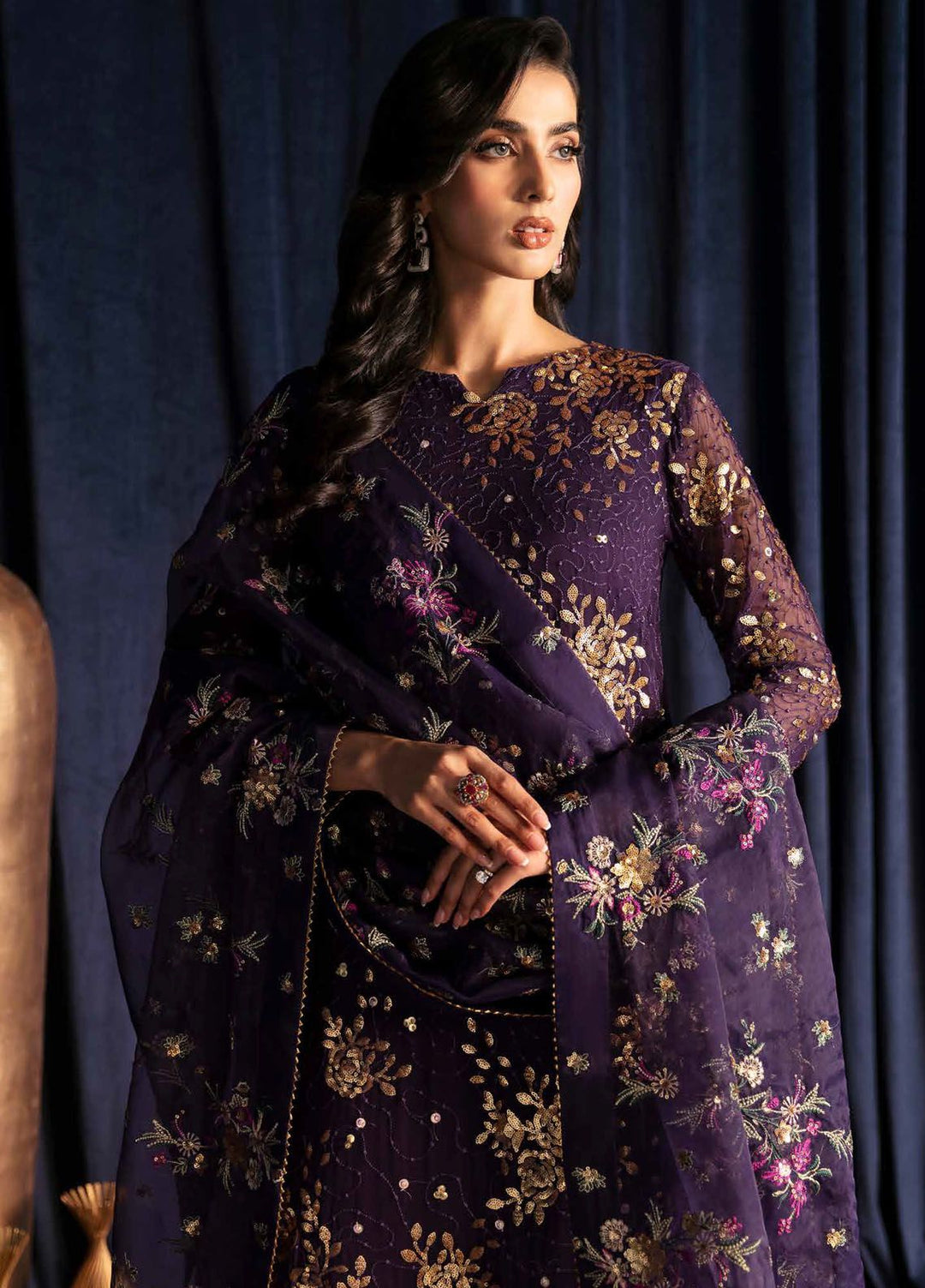 Elanora by Nureh Embroidered Chiffon Suits Unstitched 4 Piece NU24EL NEL-45 - Formals Collection