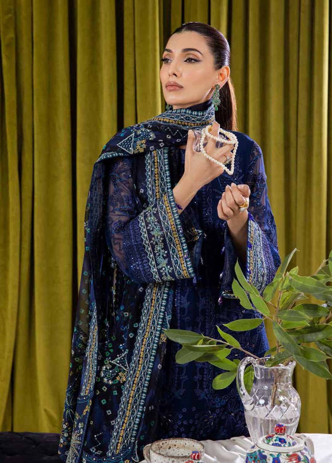Elanora By Nureh Embroidered Chiffon Suits Unstitched 3 Piece NU22EC NEL- 06 - Luxury Collection