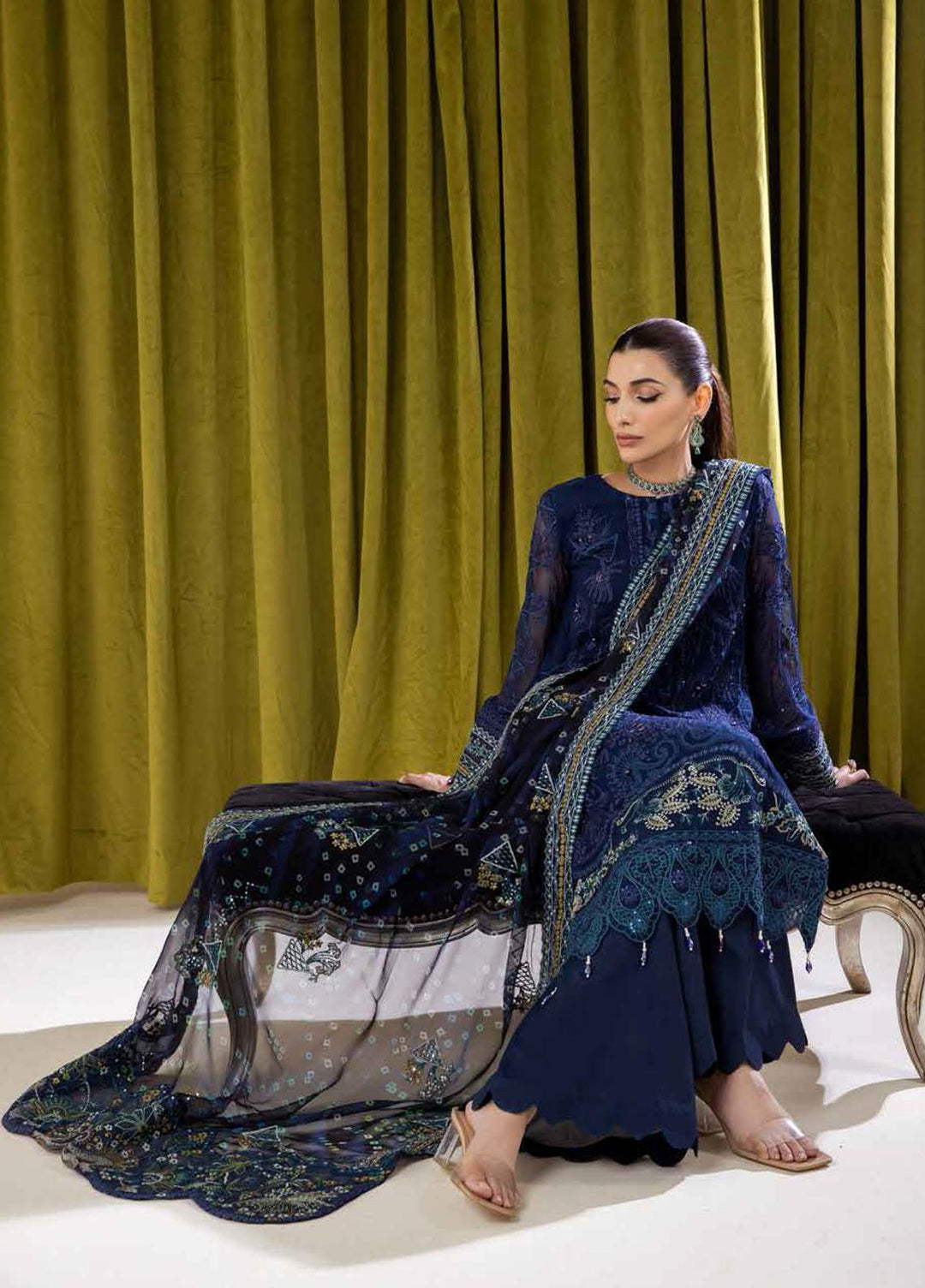 Elanora By Nureh Embroidered Chiffon Suits Unstitched 3 Piece NU22EC NEL- 06 - Luxury Collection