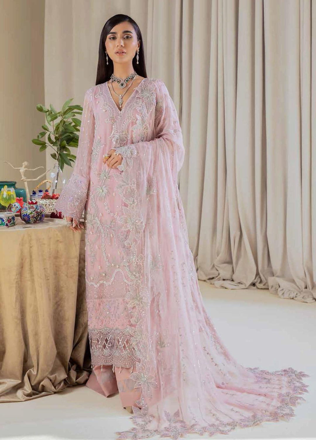 Elanora By Nureh Embroidered Chiffon Suits Unstitched 3 Piece NU22EC NEL- 07 - Luxury Collection