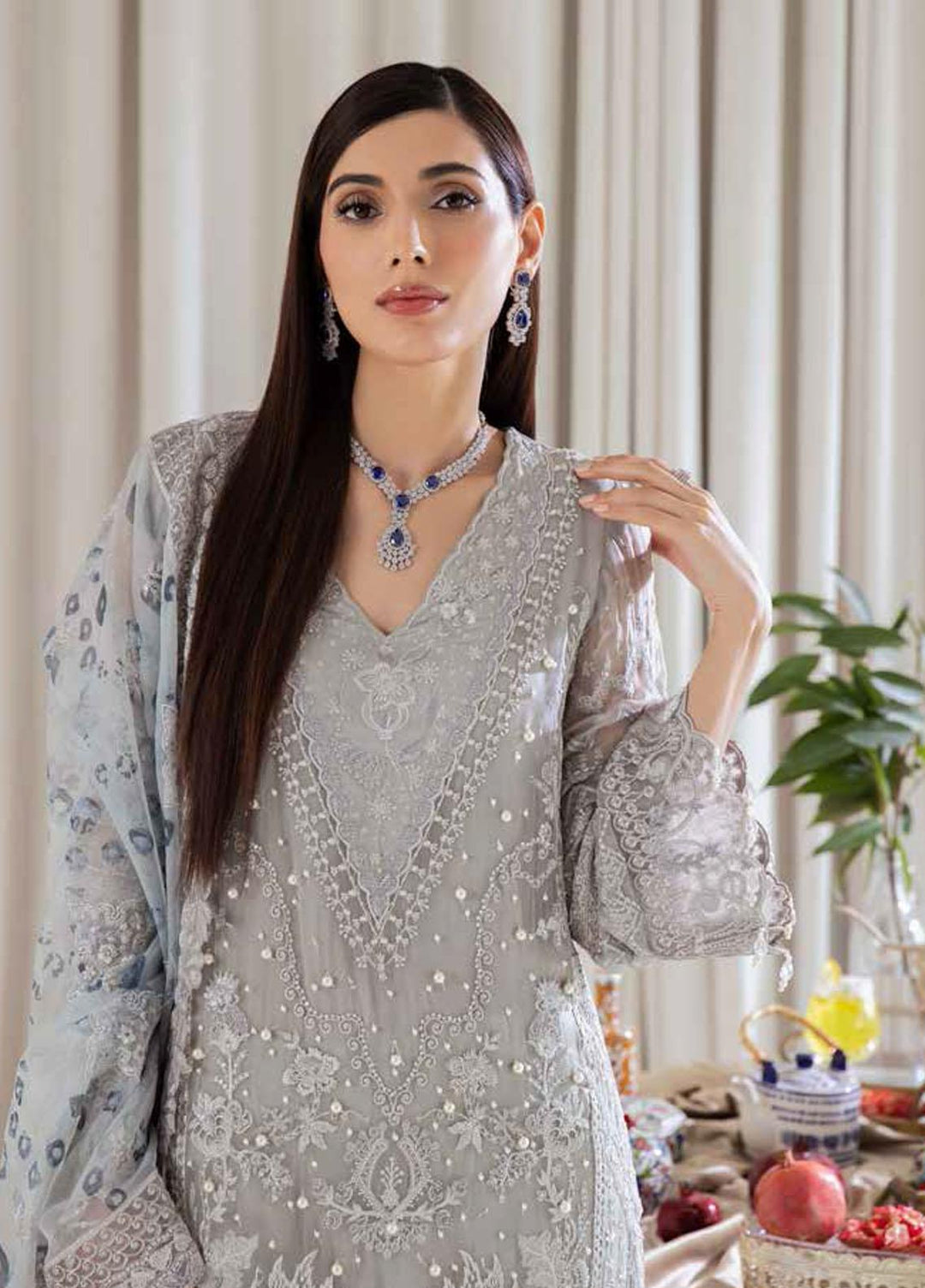 Elanora By Nureh Embroidered Chiffon Suits Unstitched 3 Piece NU22EC NEL- 09 - Luxury Collection