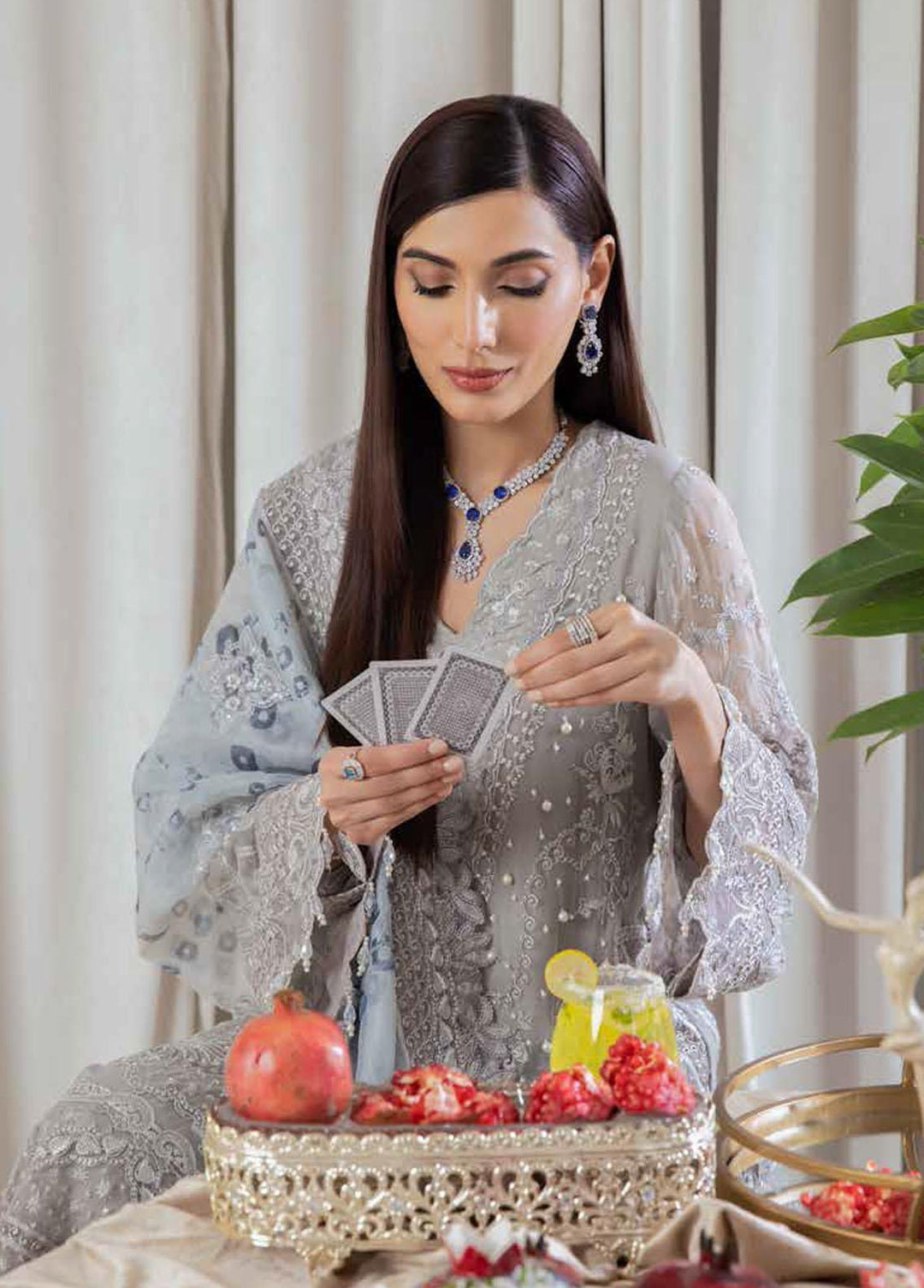 Elanora By Nureh Embroidered Chiffon Suits Unstitched 3 Piece NU22EC NEL- 09 - Luxury Collection