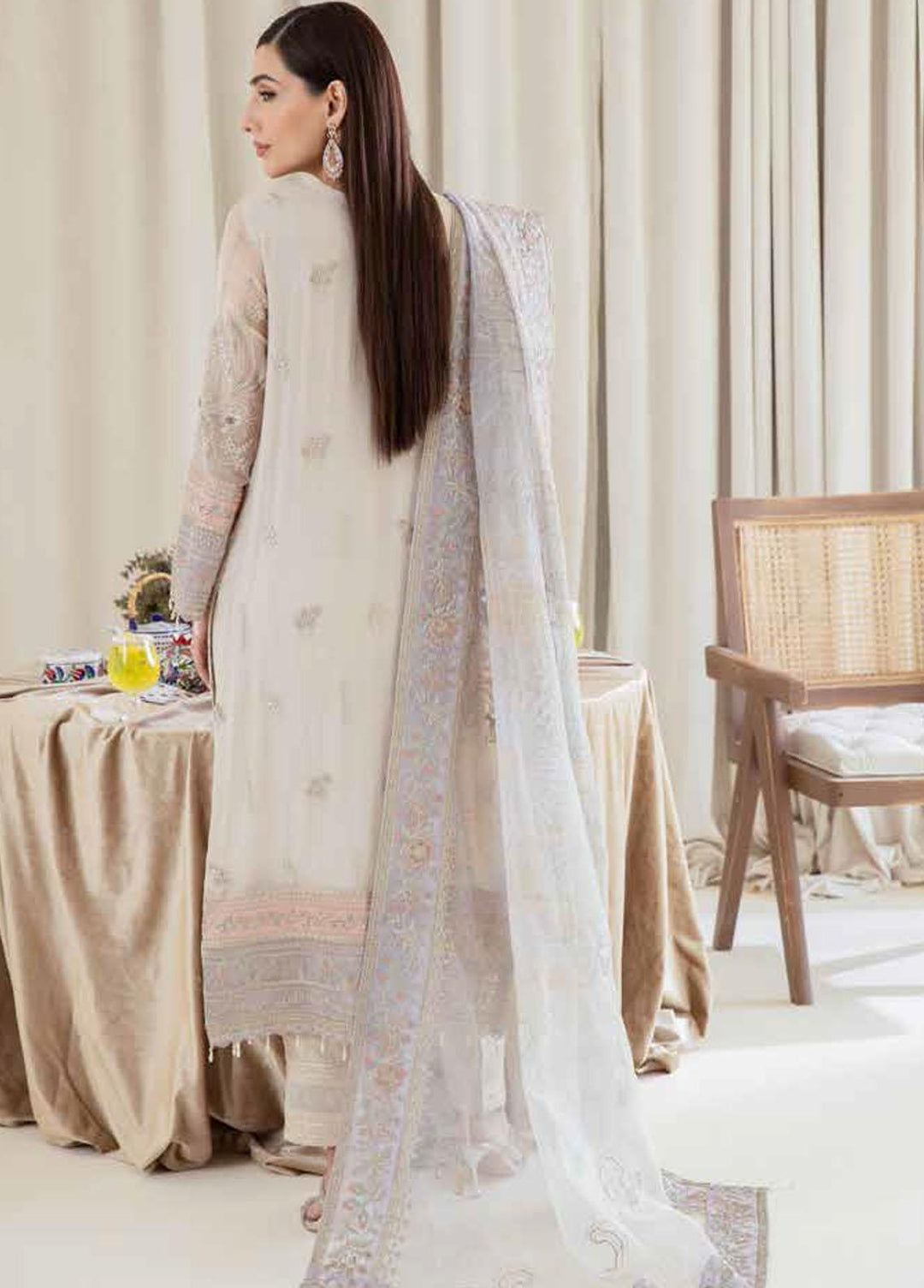 Elanora By Nureh Embroidered Chiffon Suits Unstitched 3 Piece NU22EC NEL- 10 - Luxury Collection