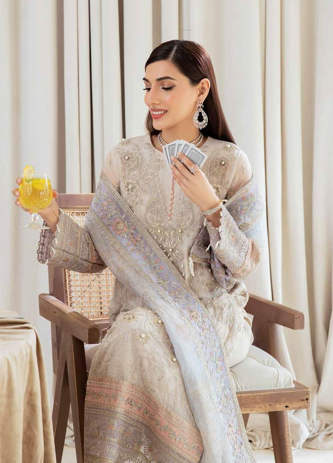 Elanora By Nureh Embroidered Chiffon Suits Unstitched 3 Piece NU22EC NEL- 10 - Luxury Collection