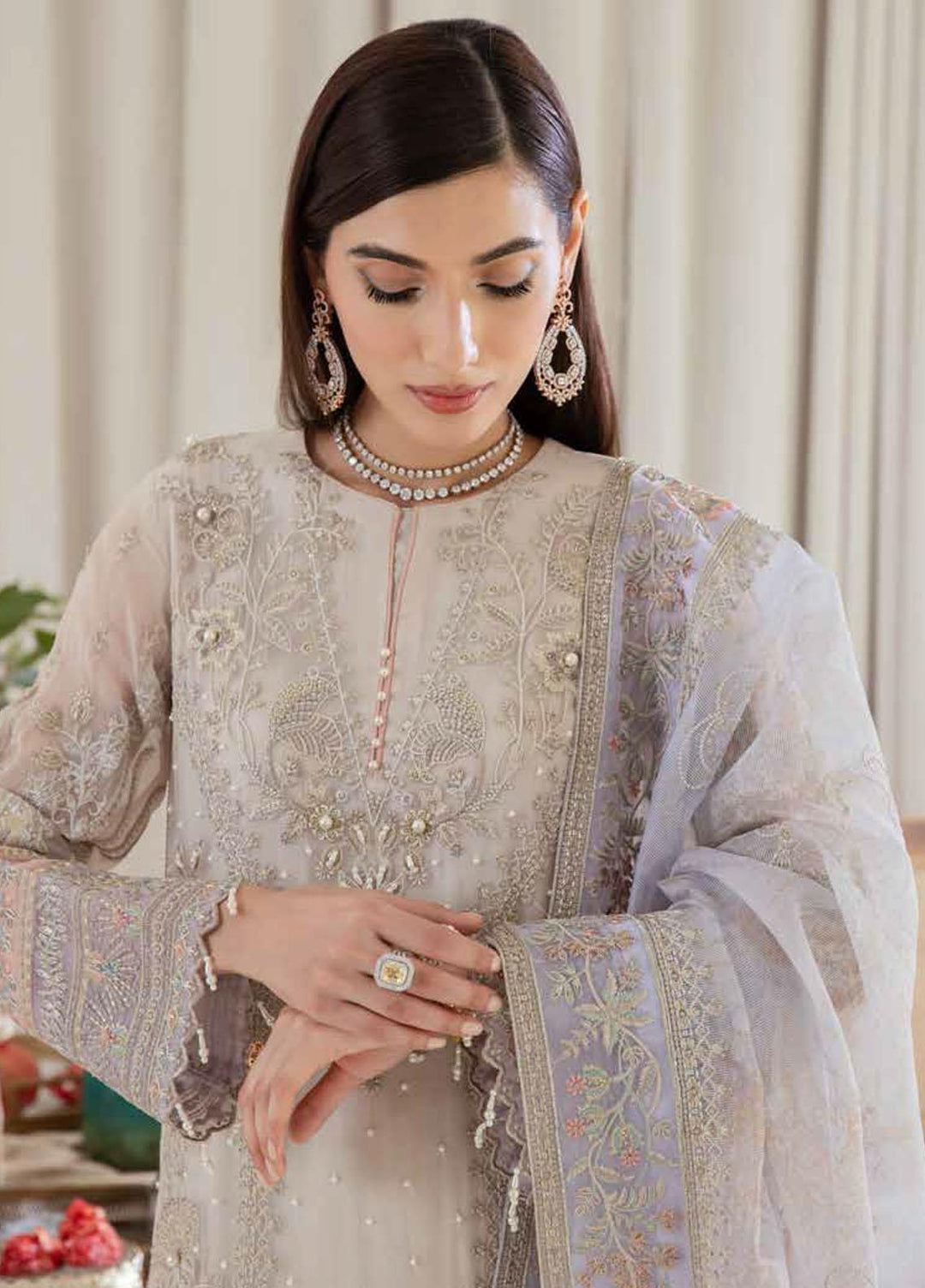 Elanora By Nureh Embroidered Chiffon Suits Unstitched 3 Piece NU22EC NEL- 10 - Luxury Collection