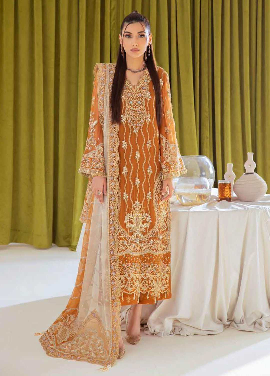 Elanora By Nureh Embroidered Chiffon Suits Unstitched 3 Piece NU22EC NEL- 11 - Luxury Collection