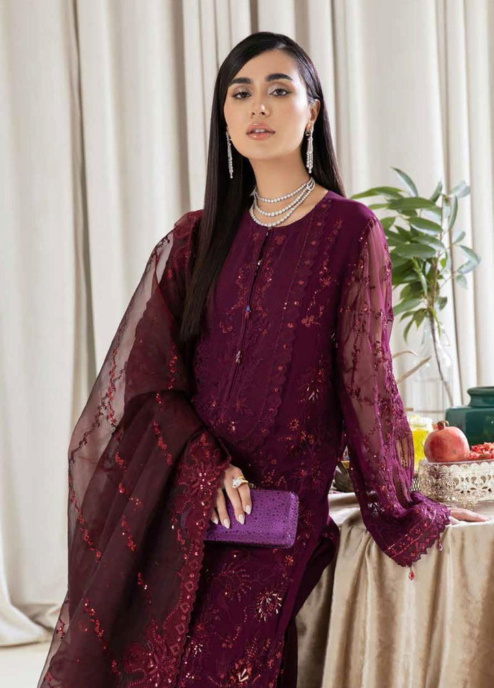 Elanora By Nureh Embroidered Chiffon Suits Unstitched 3 Piece NU22EC NEL- 12 - Luxury Collection