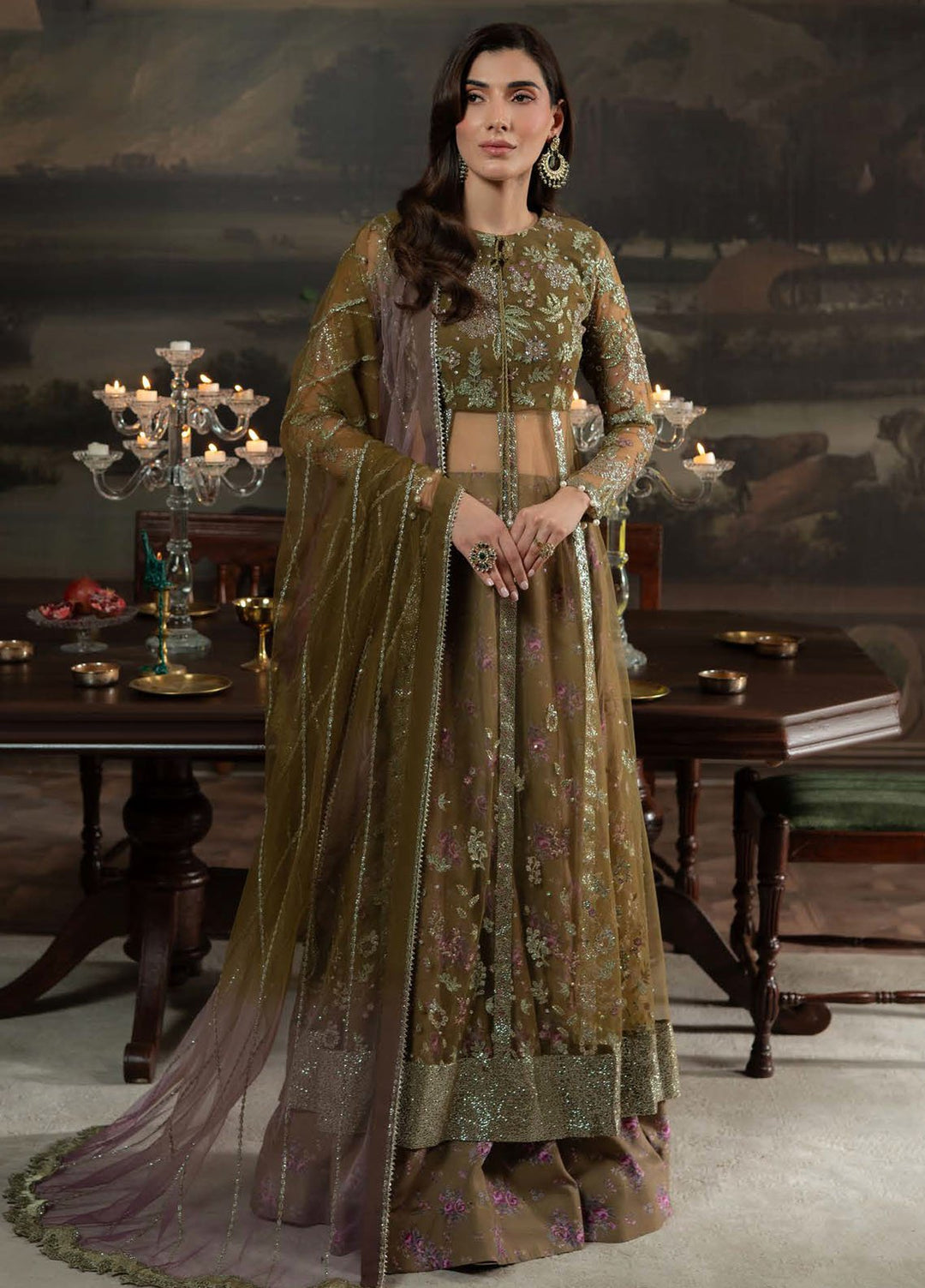 Elanora by Nureh Embroidered Net Suits Unstitched 3 Piece NU25ELC NEL-68 - Luxury Collection