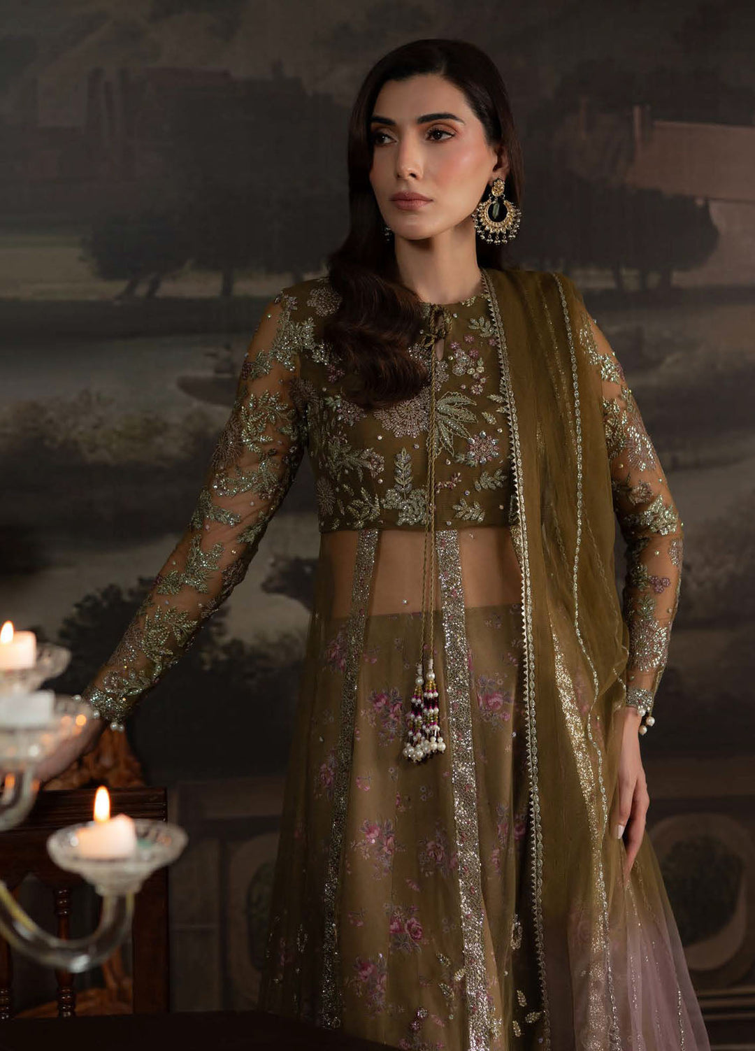 Elanora by Nureh Embroidered Net Suits Unstitched 3 Piece NU25ELC NEL-68 - Luxury Collection