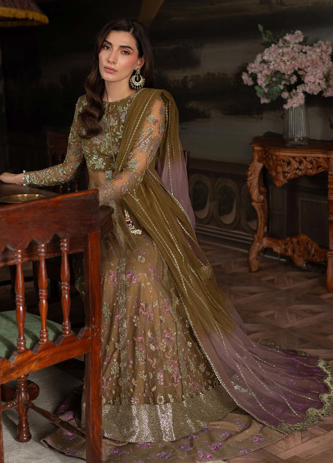 Elanora by Nureh Embroidered Net Suits Unstitched 3 Piece NU25ELC NEL-68 - Luxury Collection