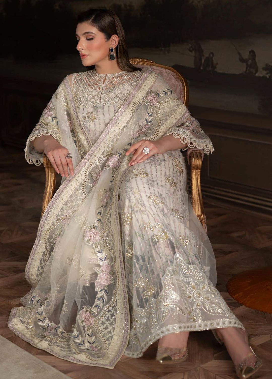 Elanora by Nureh Embroidered Net Suits Unstitched 3 Piece NU25ELC NEL-69 - Luxury Collection