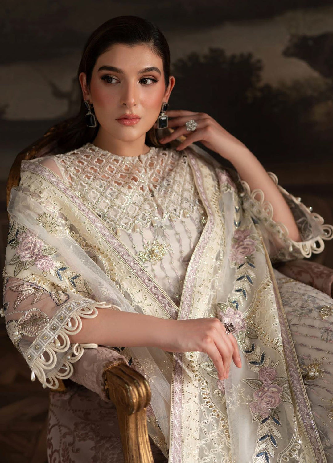 Elanora by Nureh Embroidered Net Suits Unstitched 3 Piece NU25ELC NEL-69 - Luxury Collection