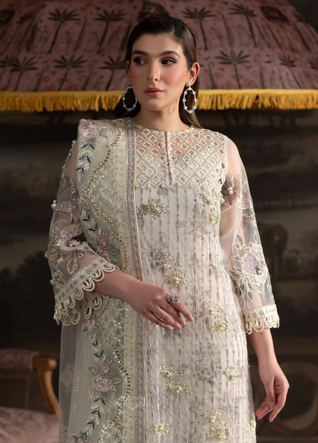 Elanora by Nureh Embroidered Net Suits Unstitched 3 Piece NU25ELC NEL-69 - Luxury Collection