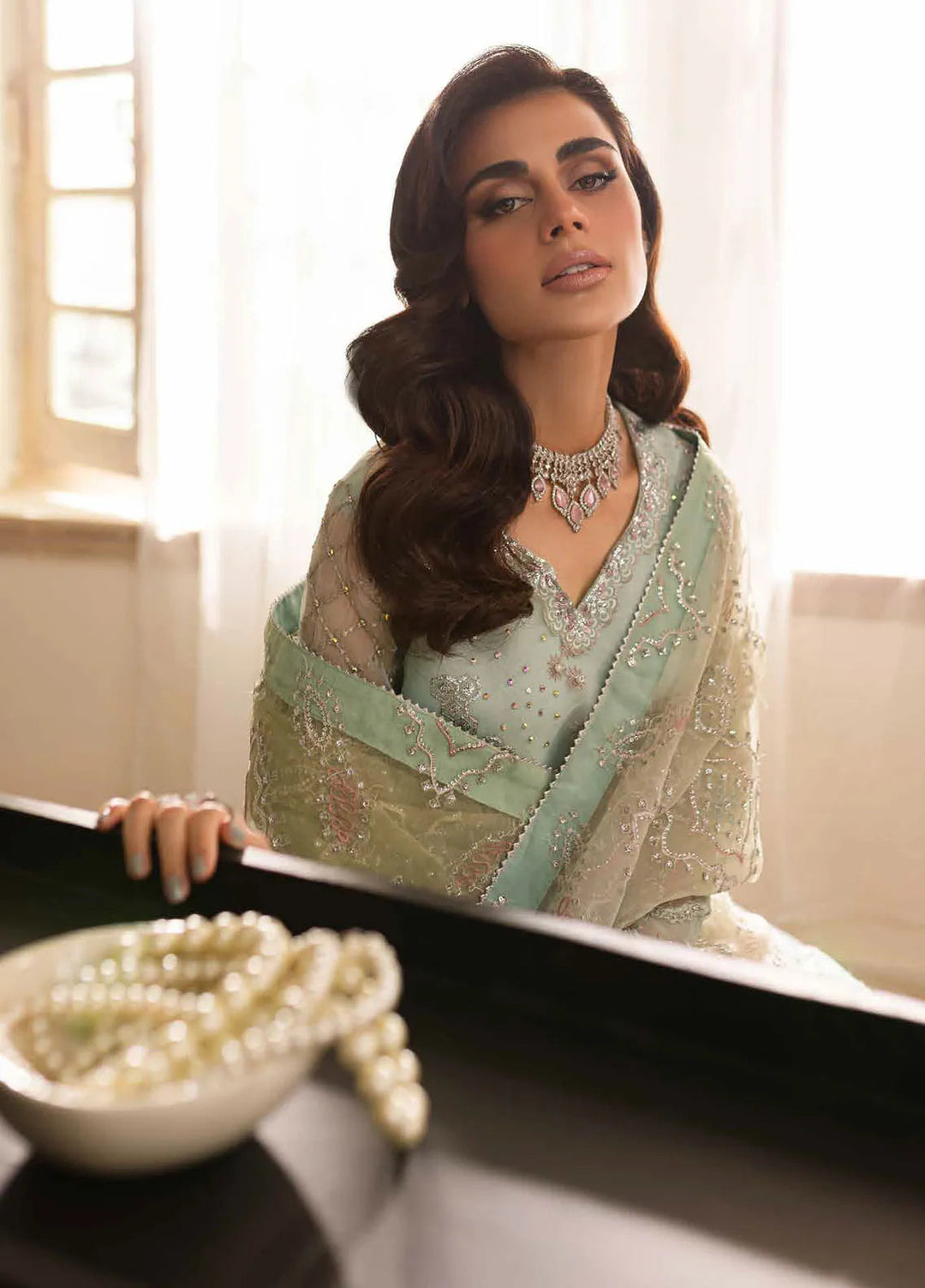 Elanora By Nureh Embroidered Organza Suit Unstitched 4 Piece NU24EC NEL-57 - Formal Collection