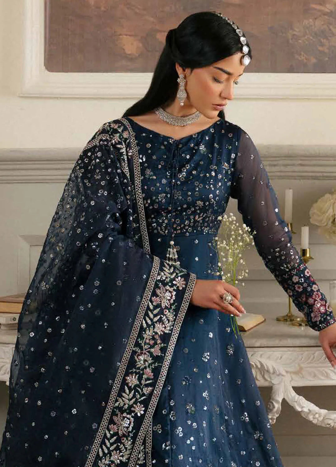 Elanora by Nureh Embroidered Organza Suit Unstitched 4 Piece NU24NLC NEL-60 - Luxury Collection