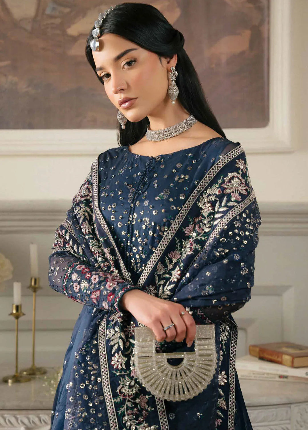 Elanora by Nureh Embroidered Organza Suit Unstitched 4 Piece NU24NLC NEL-60 - Luxury Collection
