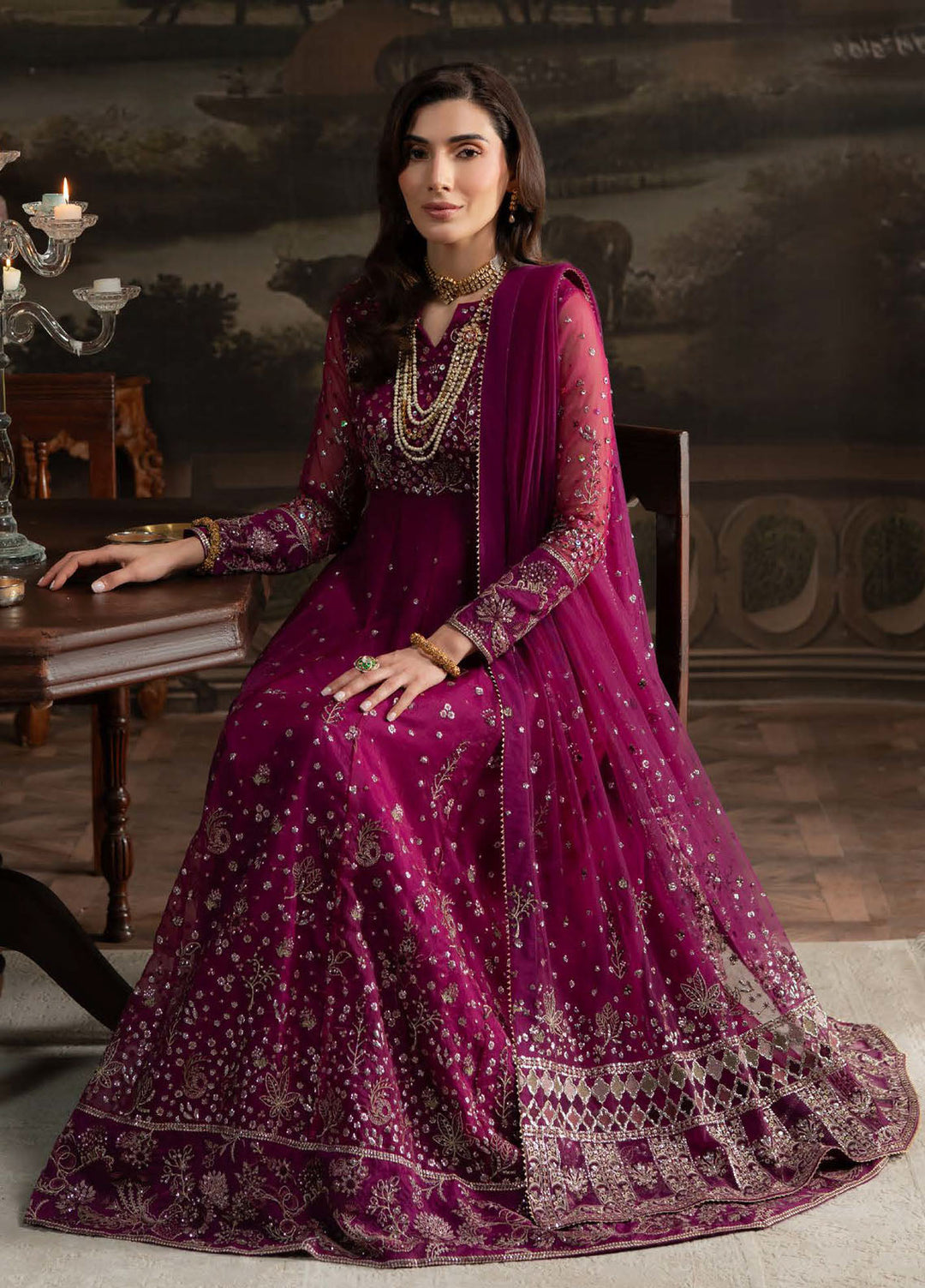 Elanora by Nureh Embroidered Organza Suits Unstitched 3 Piece NU25ELC NEL-66 - Luxury Collection